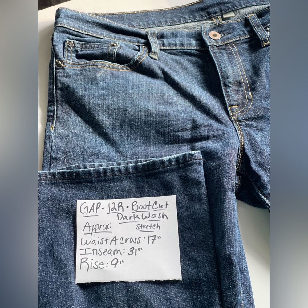 Y2K GAP Boot Cut Jeans - Dark Wash & Stretch - Size 12R - Picture 2 of 11